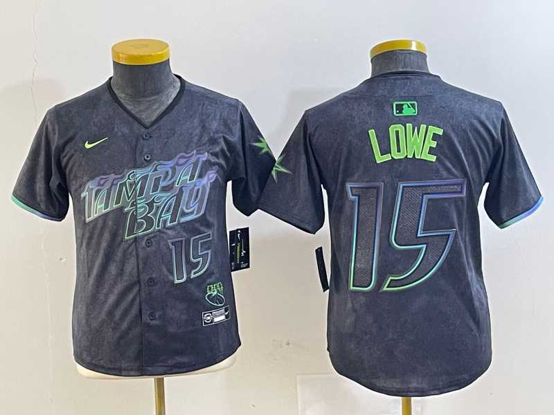 Womens Tampa Bay Rays #15 Josh Lowe Number Charcoal 2024 City Connect Limited Stitched Jersey